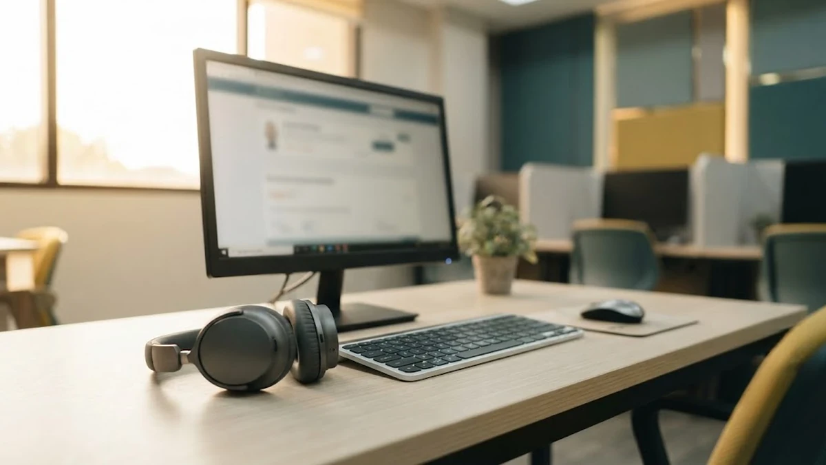 مختبر حاسوبي حديث مجهز بسماعات عازلة للصوت لأداء اختبار الآيلتس المحوسب في سيبو