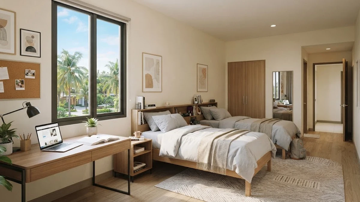 غرفة سكنية مشتركة ونظيفة داخل معهد لغة إنجليزية في الفلبين مجهزة للطلاب العرب