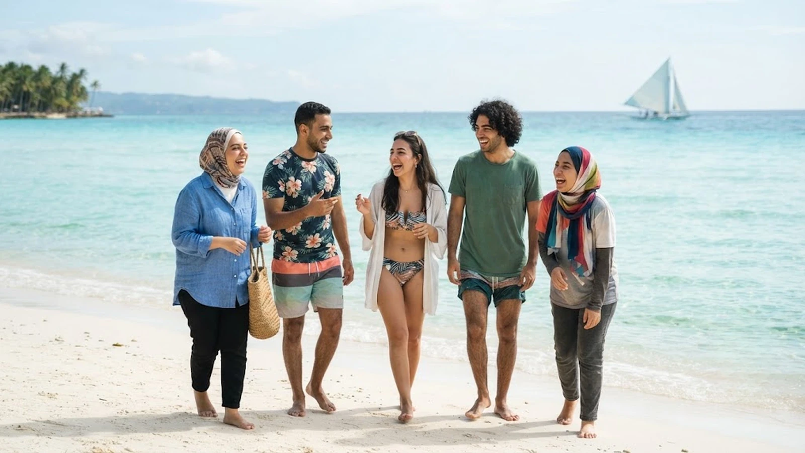 طلاب عرب يستمتعون بتجربة شاطئية في بوراكاي